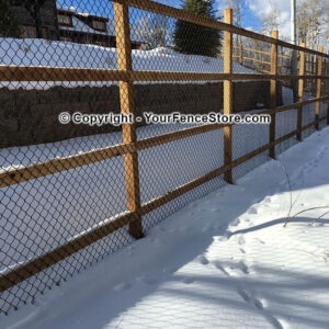 Picture shown with black fused bonded chain link fence with wood framework.