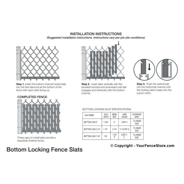 Bottom Lock Fence Slat for Chain Link Fence Double Wall - Bottom Locking 75% Privacy - Image 11