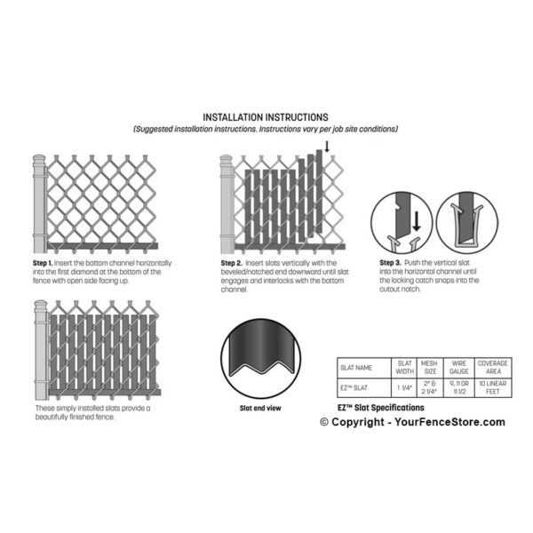 Lite Link / EZ Fence Slat Single Wall - Bottom Locking 85% Privacy - Image 11