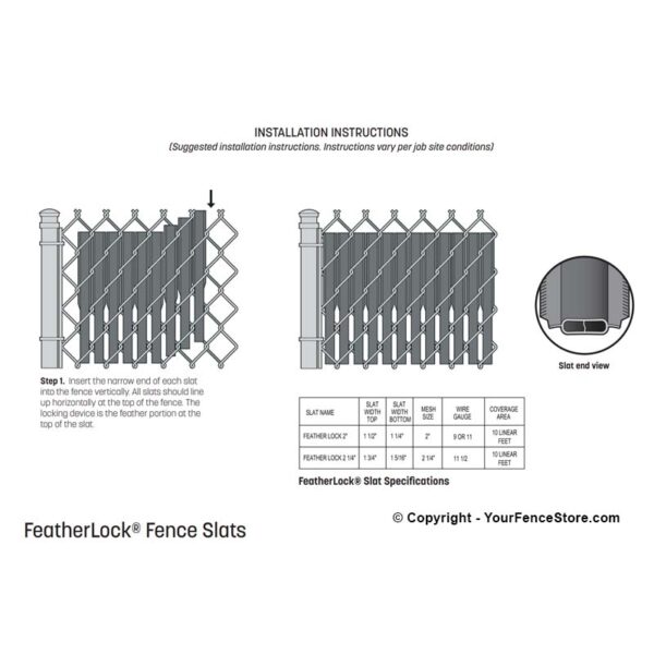 Feather Lock Fence Slat for Chain Link Fences Double Wall - Self Top Locking 85% Privacy - Image 10